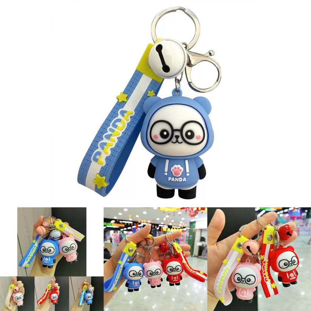 Adorable Cartoon Hoodie Panda Keychain Cute Silicone Key Ring Fashion Gift