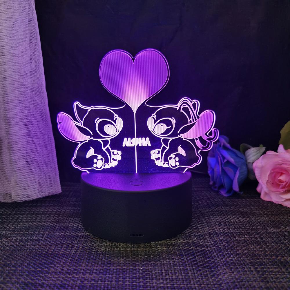 Stitch 3D Acryl Illusion Nachtlicht 16 Farbwechselnde Dekorationslichter Mit Fernbedienung Weihnachten Geburtstag Dekoration Geschenk