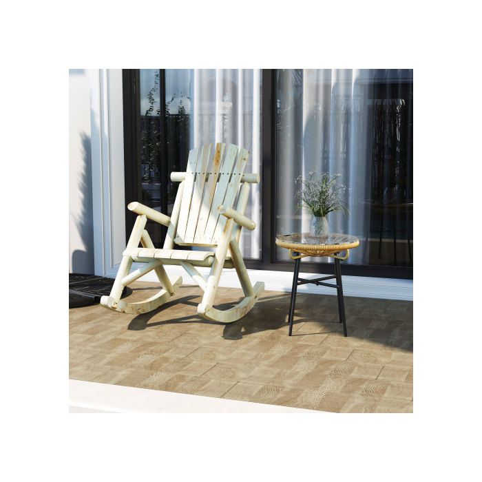 Fauteuil à bascule Outsunny Fauteuil à bascule de jardin Relax en bois de sapin naturel