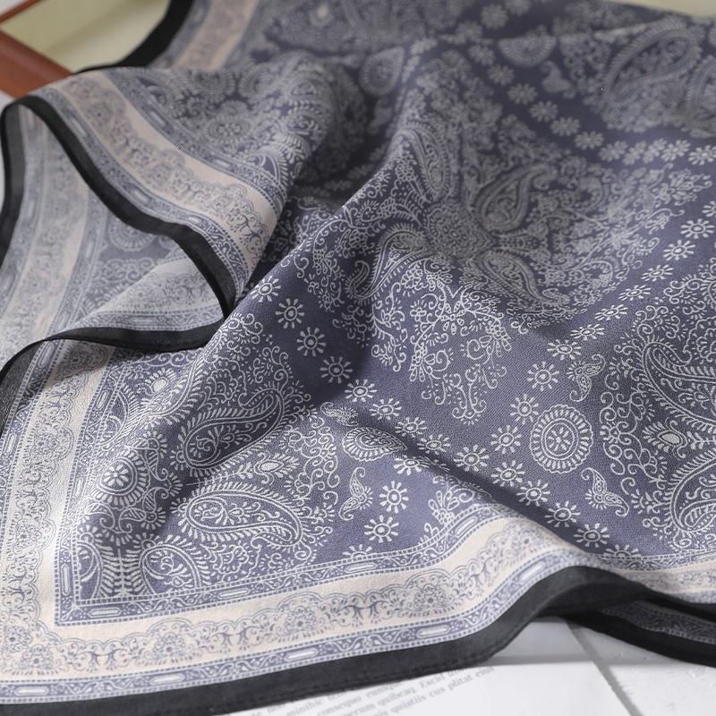 111 mulberry silk 61 double crepe silk square scarf Lao Qianfeng lady versatile spring and autumn light luxury high-end handmade silk scarf