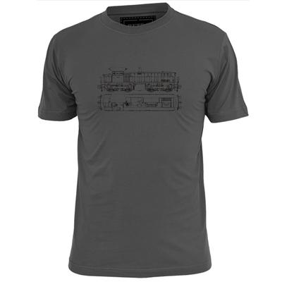 Mens Walkers 73 Diesel Locomotive Blueprint T Shirt