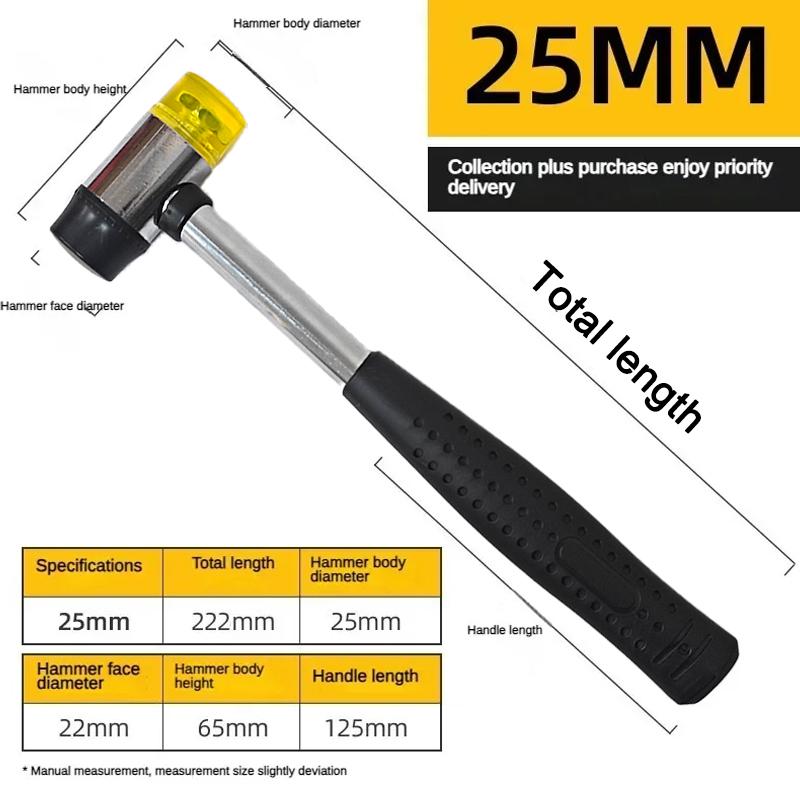 1/2pc 25mm Double Face Soft Tap Rubber Hammer Multifunctional Glazing Window Beads Hammers Steel Pipe Mounting Hand Tool