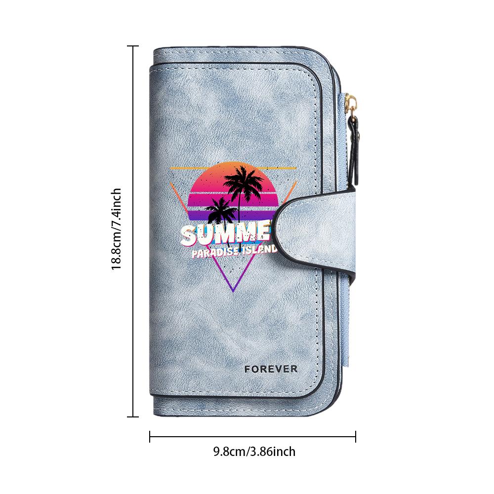 Summer Paradise Island Forever Long Wallet Fashion Retro Casual Multi Card Slots Daily Use Purse