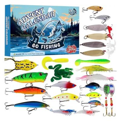 24 Days Christmas Fishing Advent Calendar Christmas Countdown Fishing Lures Blind Box for Dad Husband Boyfriend Surprise Gift