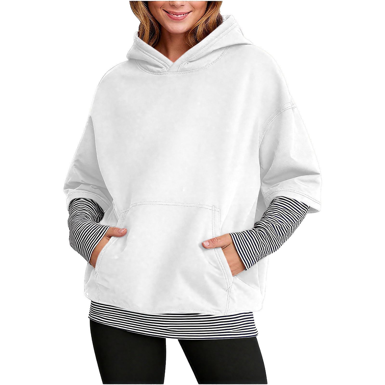 Women s Fashion Hooded Sweatshirt Trendy Hong - Hip-Hop Oversized Jacket Sweatshirt XL белый 1930₽