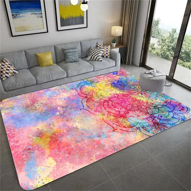 Colorful Star Sky Mandala Carpet for Living Room Gorgeous Floor Mat Girl Rug Floral Bathroom Area Rug Hallway Bedroom Decoration