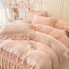 French Lace Thickened Milk Fleece Four-Piece Set Double-Sided Baby Fleece Coral Fleece Quilt Cover Padded Bed Skirt