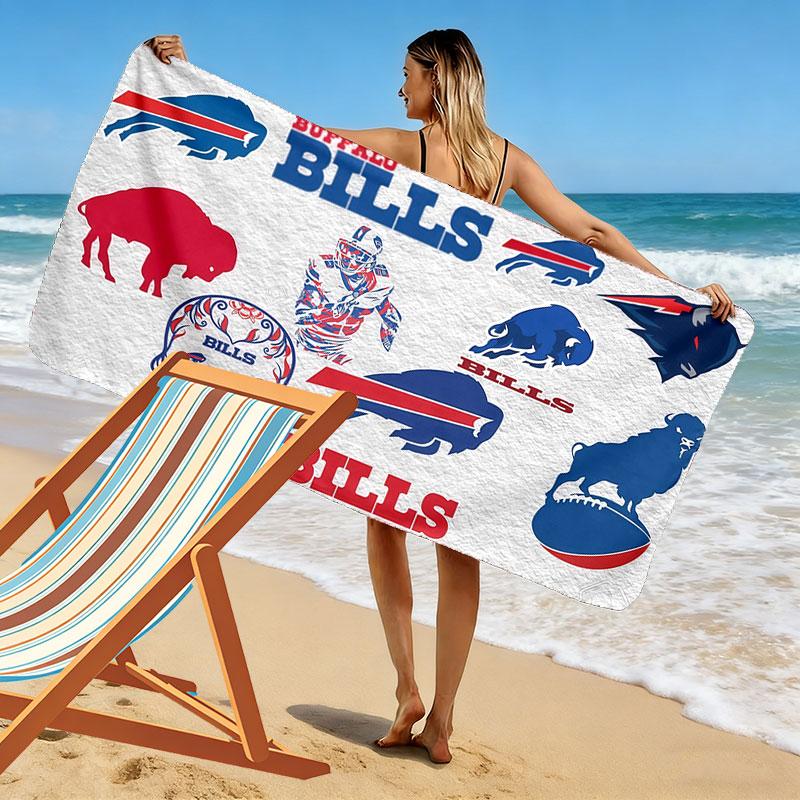 Bills Mafia Print Beach Towel, Large Soft Quick Dry Towel for Beach Camping Swimming