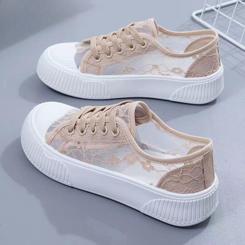 New Women's Thick-soled Breathable Shoes with Hollowed-out Thin Design Versatile Casual Sports Board Shoes