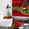 3X Christmas Bathroom Rug Set Non-Slip Bath Mat Toilet Lid Cover Christmas Decor