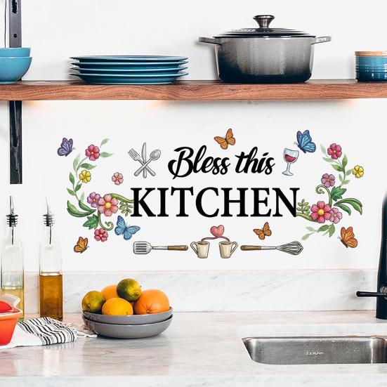 Cartoon Kitchen Food Wall Stickers DIY Vegetables Fruits Quotes Wall Decals Peel And Stick Refrigerator Door Stickers for Dining Room