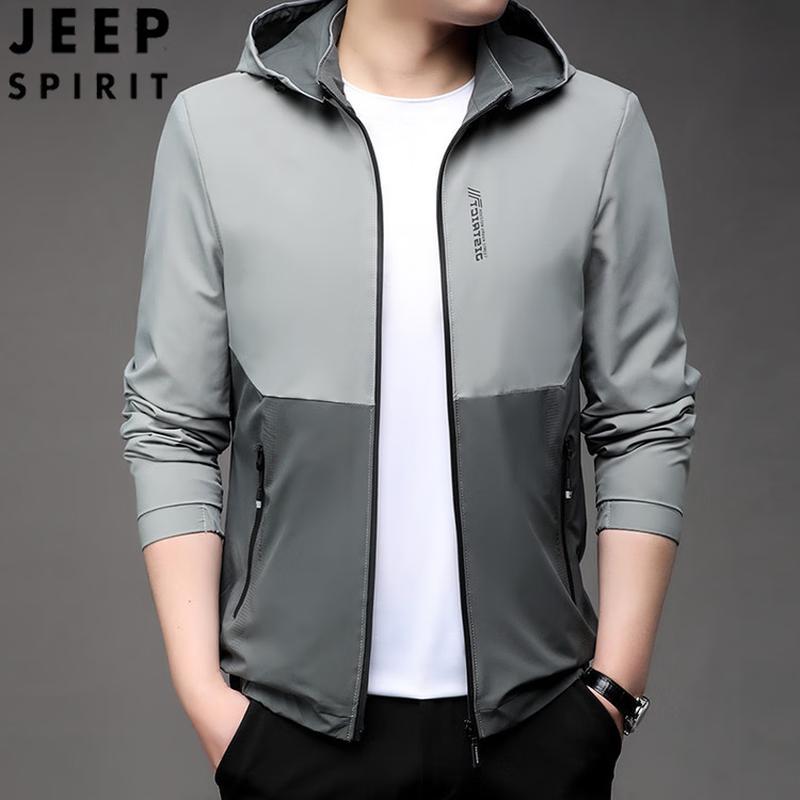 JEEP SPIRIT Men s 2026 Casual Hooded Detachable Color Block Jacket L