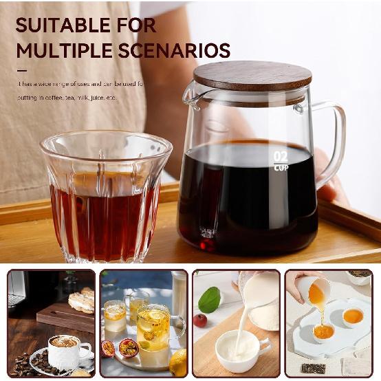 Small Glass Carafe, 16.9oz Glass Coffee Server for Drip Coffee Maker Manual Pour over Carafe Tea Steeper Pot with Lid, Clear