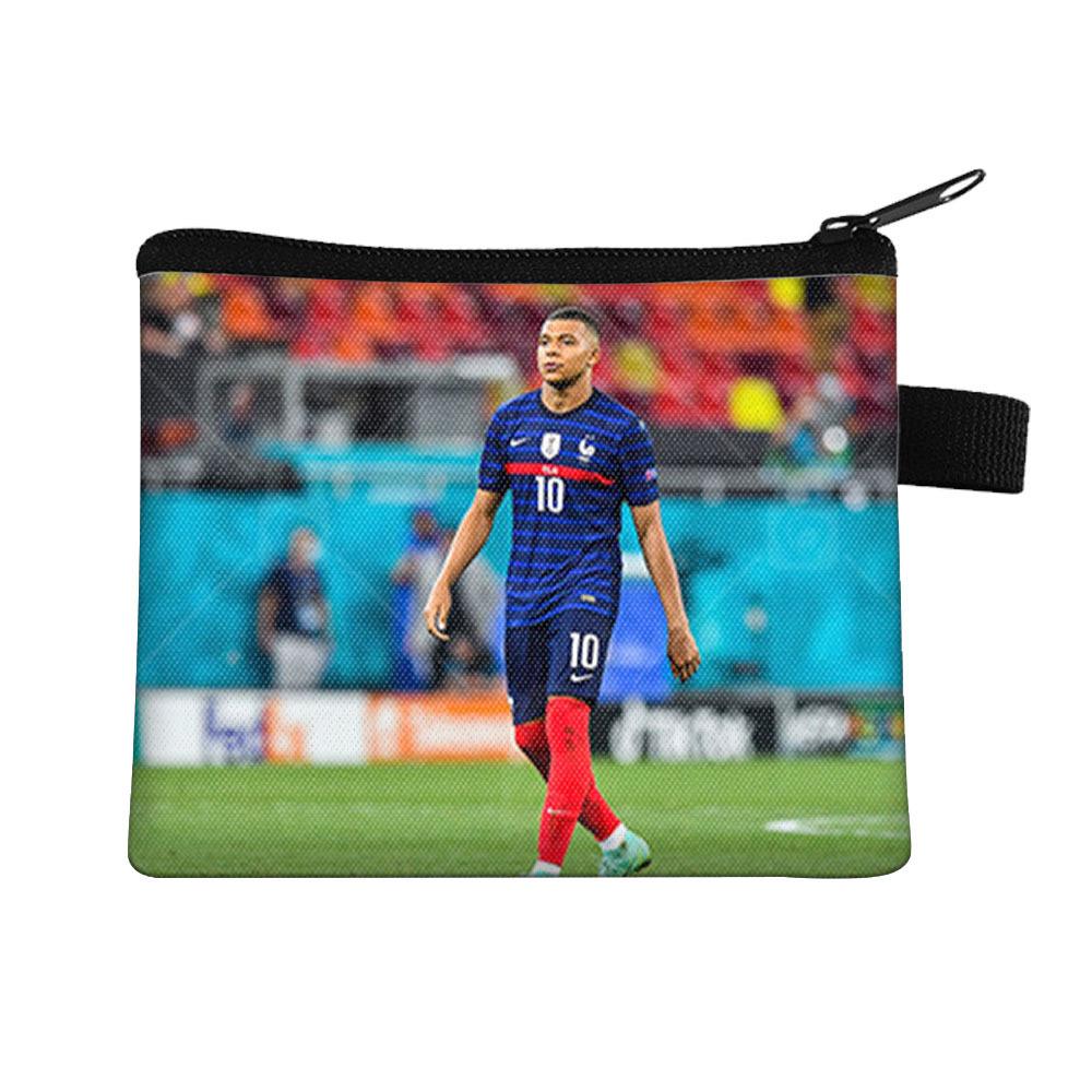 Borsa cambio per bambini stella del calcio Borsa porta carte portatile Borsa porta monete chiavi in poliestere Borsa a pochette
