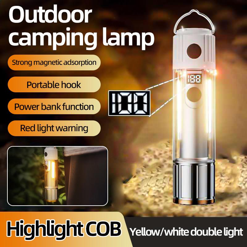 LED digital display multi-purpose travel camping lights work lights can be switched to support UBS charging.