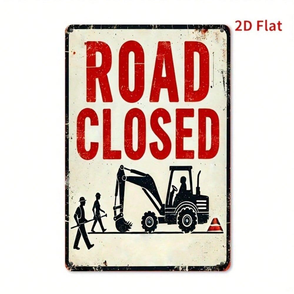 Metal Wall Art Retro Excavator Construction Poster for Bar Garage Decor