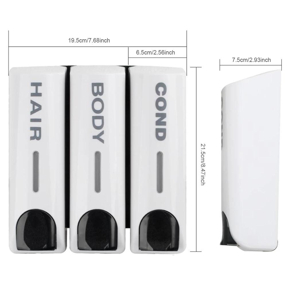 Potrójny dozownik 350ml do prysznica, wanny, szamponu, wielofunkcyjny, ścienny, odporny na ciepło, o dużej pojemności na akcesoria łazienkowe