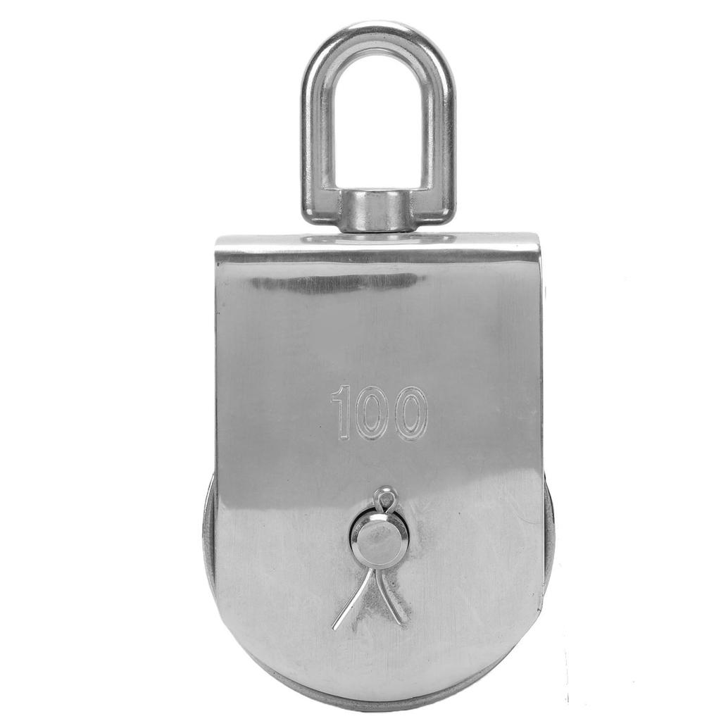 M100 Heavy Duty Double Wheel Rotating Lifting Pulley Block Stainless Steel for 3 8 Inch Rope