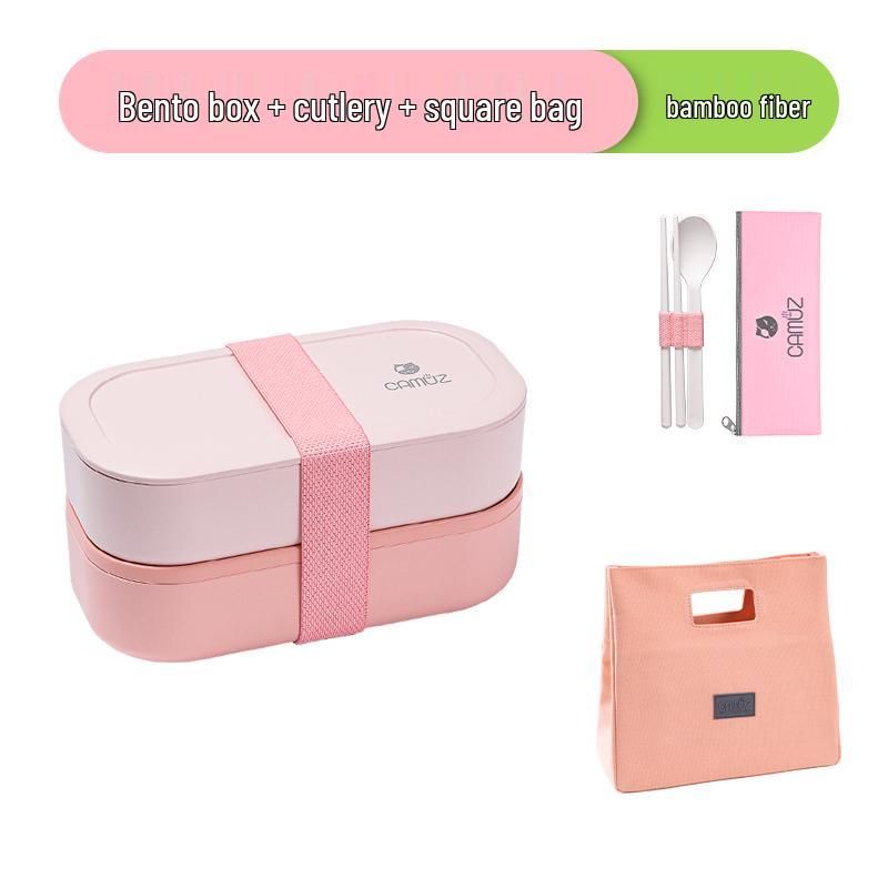 Microwaveable Japanese Double-Layer Bento Box - Portable, Sealed & Divided for Office Workers