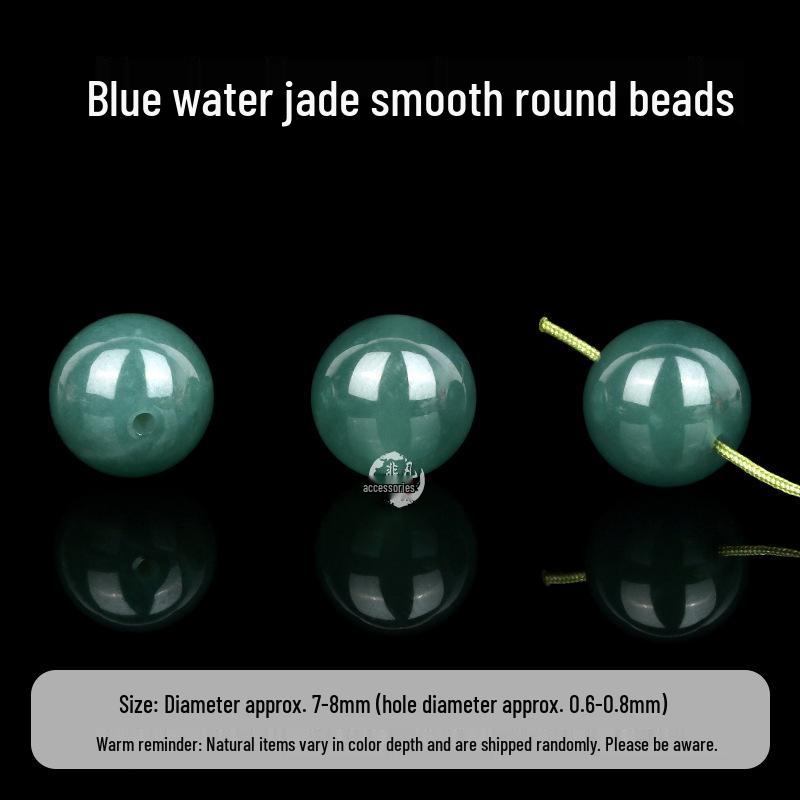 Natural Hetian Ice Blue Jade Beads for Men's/Women's Bracelets & Necklaces - High Ice Grade