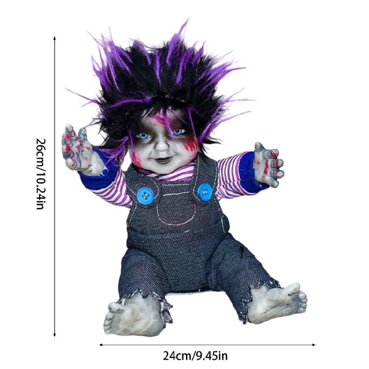 Sound Activated Scary Ghosty Doll with Glowing Face Effect and Horror Noises for Porch Decoration