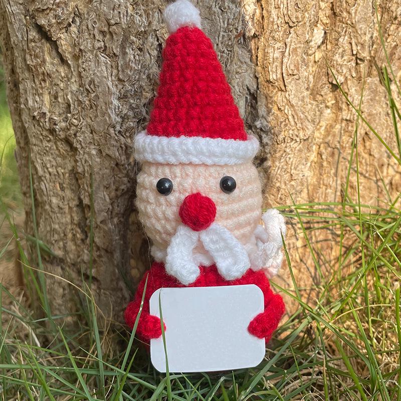 Handmade Crochet Animal Dolls: Brown Bear, Pug, White Dove & Hedgehog Ornaments