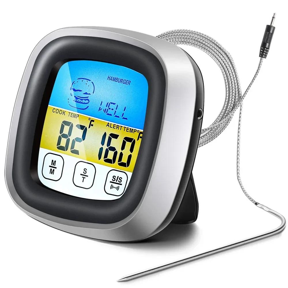 Digital Kitchen Thermometer Probe Touch Screen BBQ Meat Beef Food Temperature Measure Tool Steak BBQ Timer Cooking Tools
