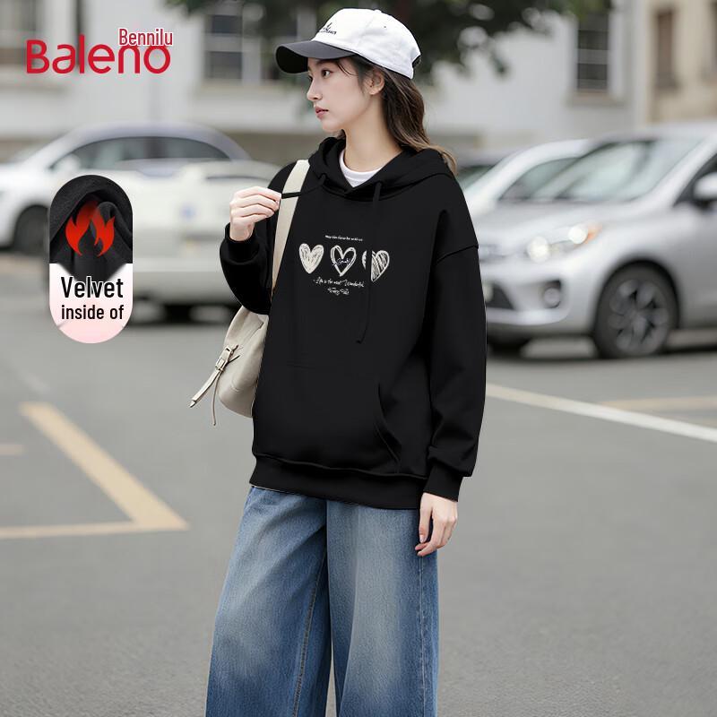 

Baleno Women s Plush Lined Hooded Sweatshirt with Heart Print 3XL