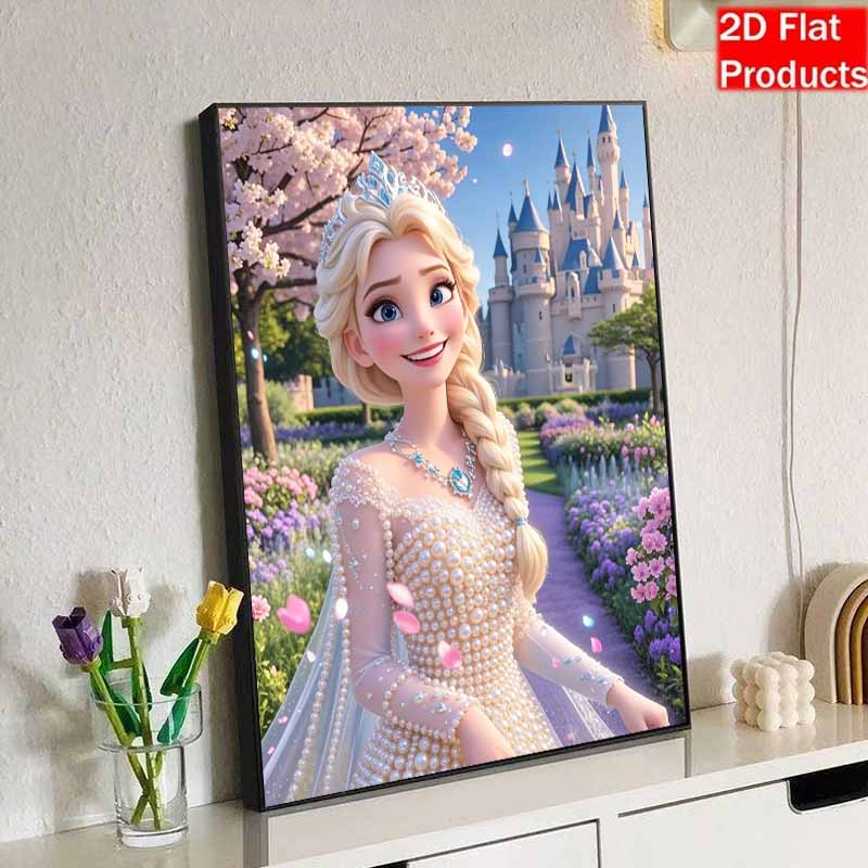 Disney Perlenmalerei Frozen Elsas Kreativer Perlenstil Illustration Kunstmalerei 5D DIY Perlenstickerei Mosaik Kreuzstich-Set Heimdekoration