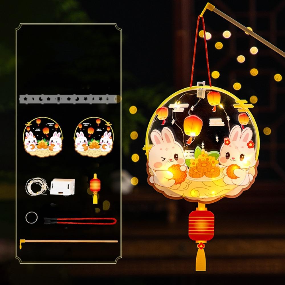 Waterproof Handheld Rabbit  Lantern Transparent Cartoon Rabbit Lamp  Party Decoration