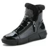 Waterproof Leather Snow Boots Woman Short Boots Women Long Plush Warm Ankle Booties Flat Footwear High Top Casual Sports Side Zipper Cotton Boots