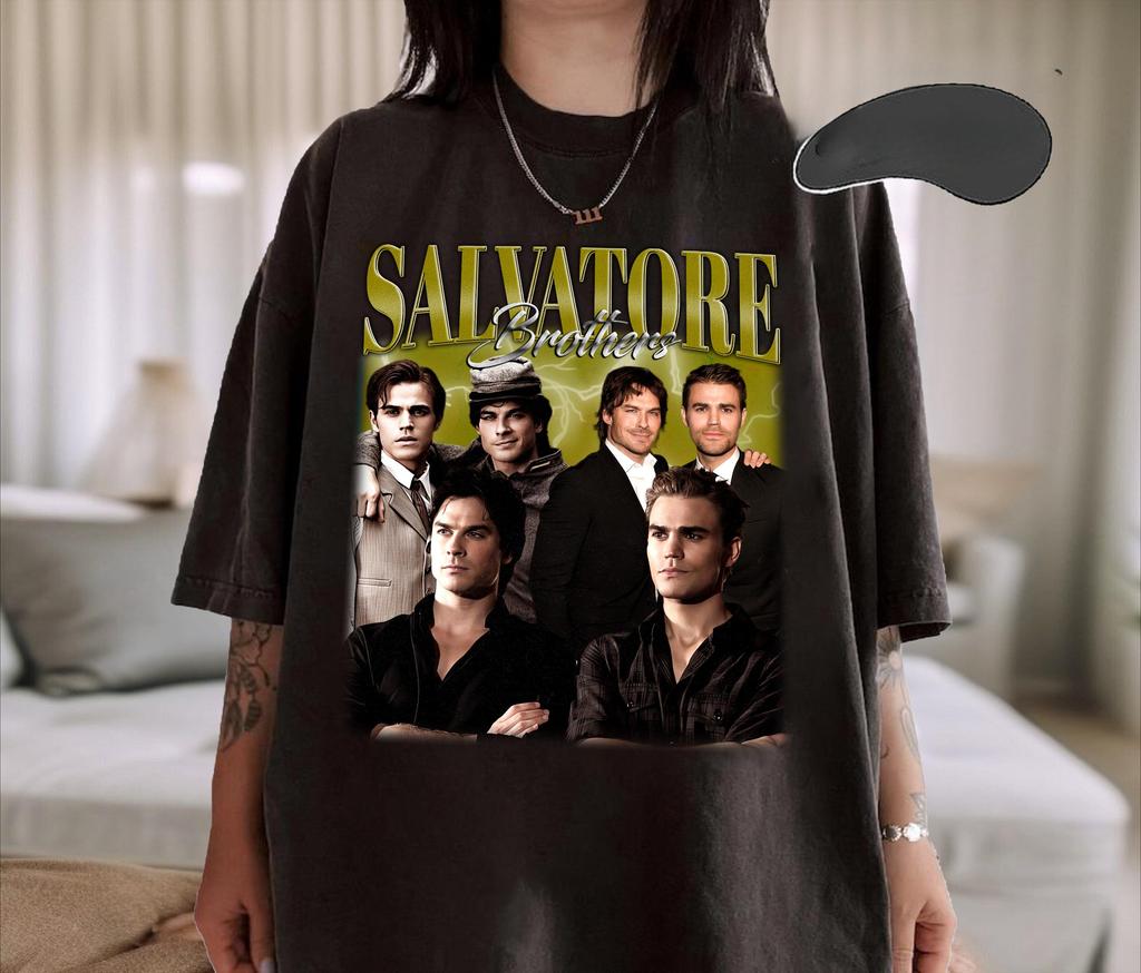 Retro Salvatore Brothers Shirt A Gift for Fans of The Vampire Diaries Featuring A Comfortable Collar