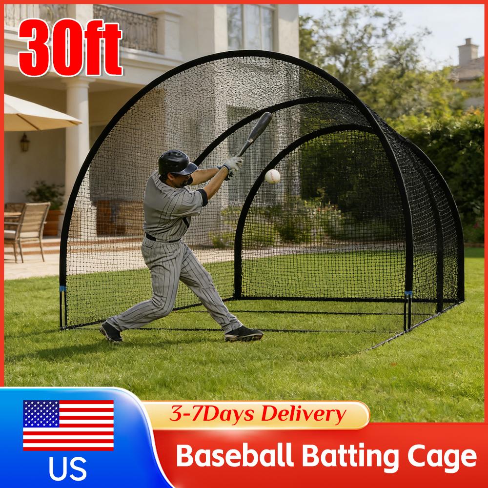Portable Baseball Softball Batting Cage Net 30x10x8FT 30x13x9FT Outdoor Backyard Training Hitting Practice Equipment Netting New