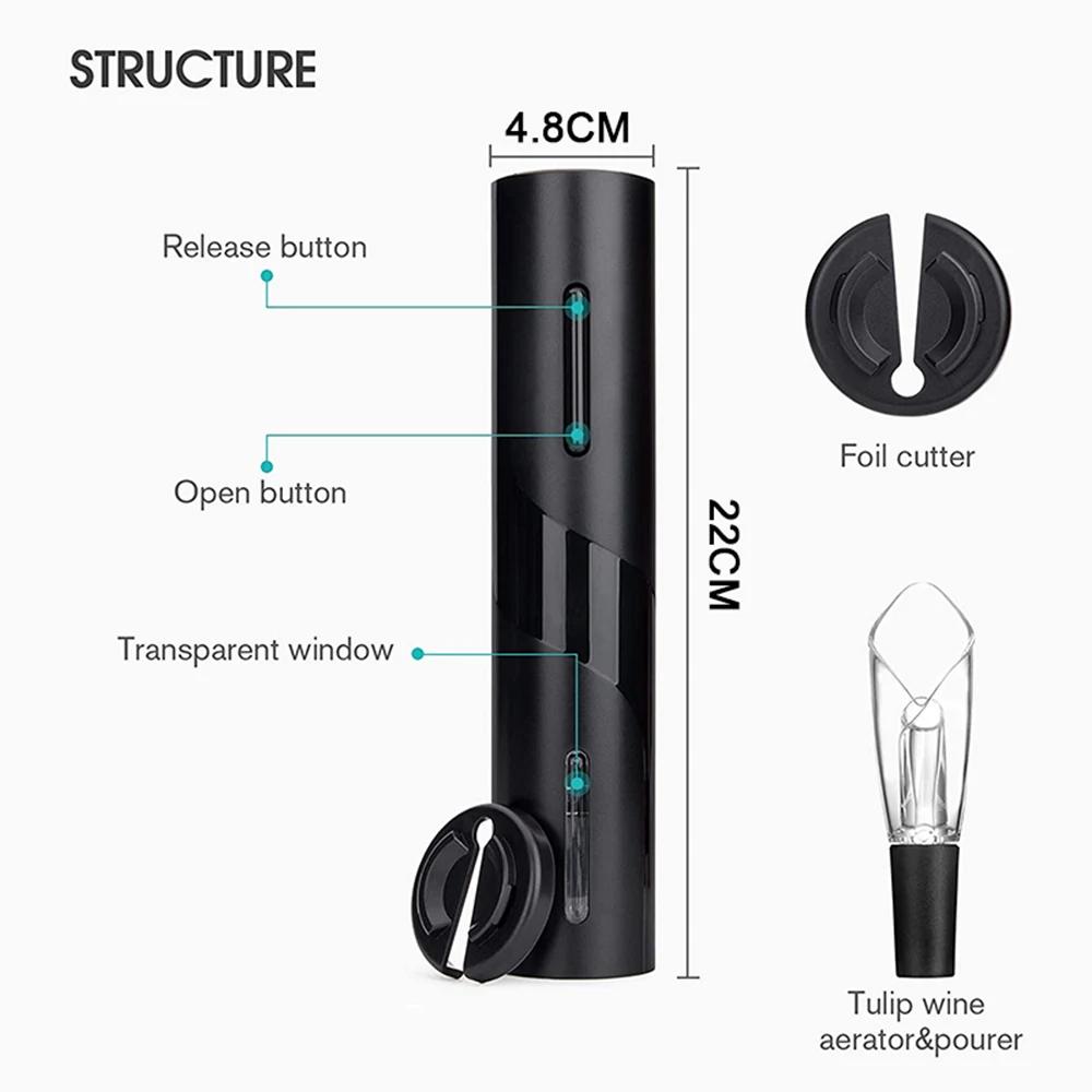 Abridor de vinho elétrico, saca-rolhas automático recarregável, abridor criativo de garrafas de vinho, carregamento USB com cabo, adequado para uso doméstico