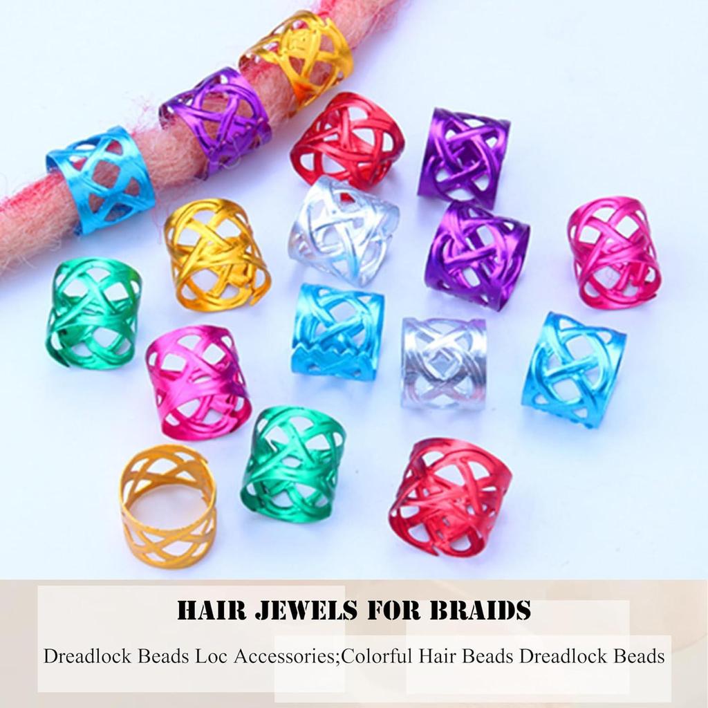 60 Colorful Dreadlock Hair Extension Rings - Crown Electroplated Hollow DIY Hair Accessories