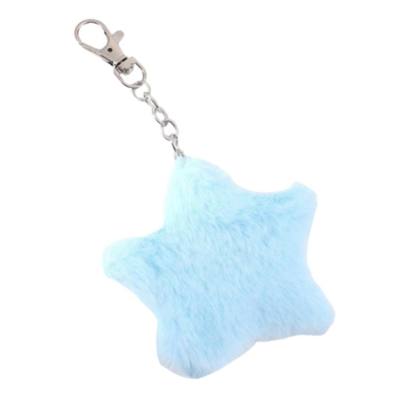 Cute Plush Five-pointed Star Charm Keychain Soft Stuffed Ornament Keyring Lovely Pendants for Purse Bag Backpack Handbag