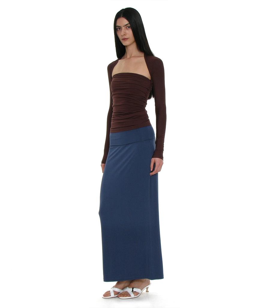 Partimento Woman Pwc Folding Waist Jersey Maxi Skirt_Navy