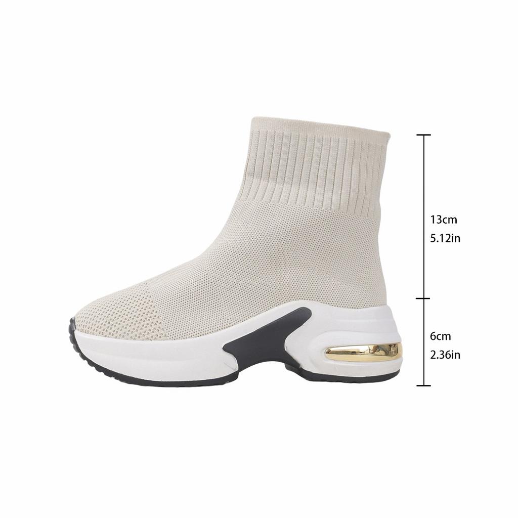 Fashion Aphixta Cotton Fabric Stretch Boots for Woman Wedge Heel Breathable Woman Ankle Boots 6cm High Shoes for Woman Botas De Mujer