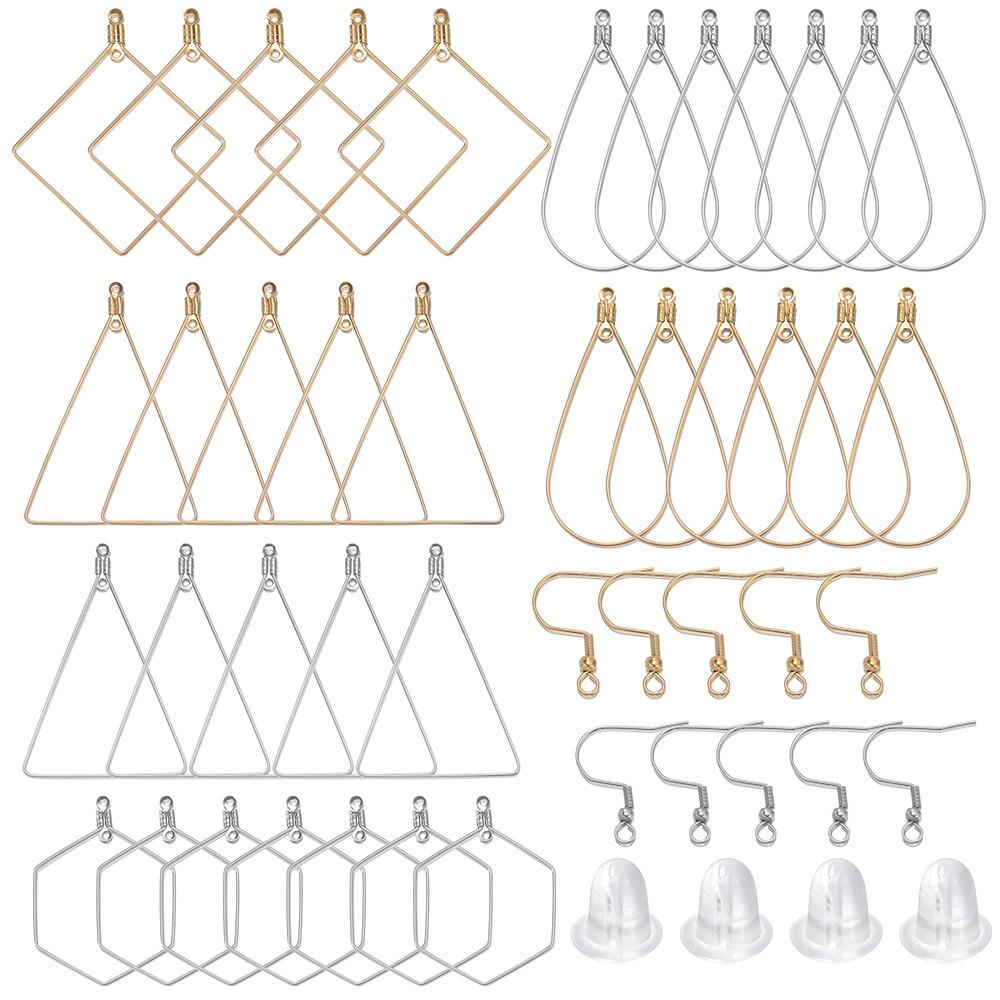 90pcs Stainless Steel Mix Style Earrings wiht Soft Silicone Rubber Earring Back Stoppers for DIY Earrings Jewelry Making