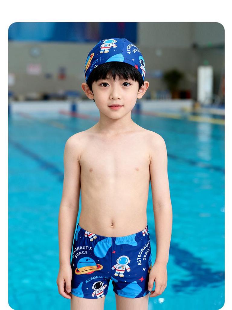 Children's Cartoon Swimsuit Set: Toddler Swim Shorts & Cap for Beach