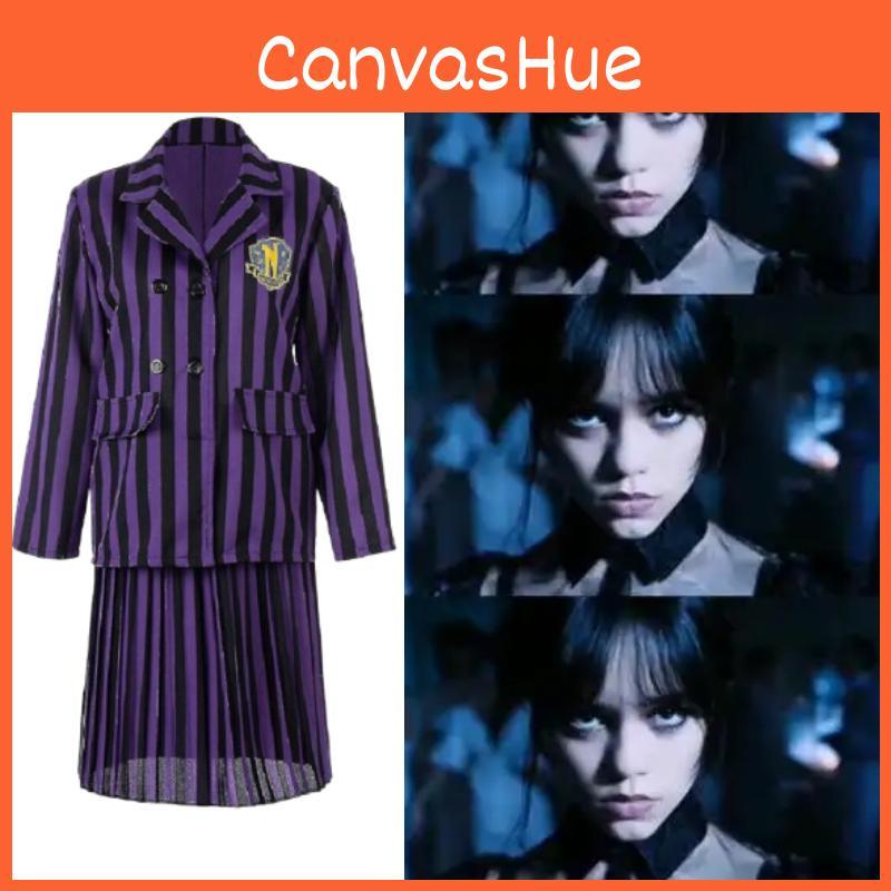Kostýmy pro hraní rolí pro děti i dospělé s tématem Wednesday Addams Vyrobené z polyesteru