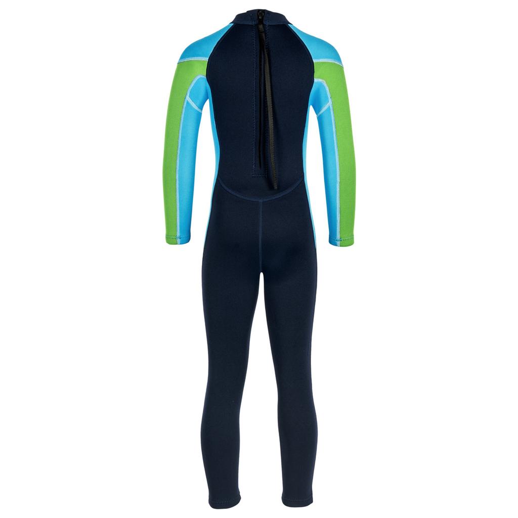 Kids Thermal Swim Jumpsuit Color Contrast Design Full Sleeve Zipper Closure Water Sport Outfit