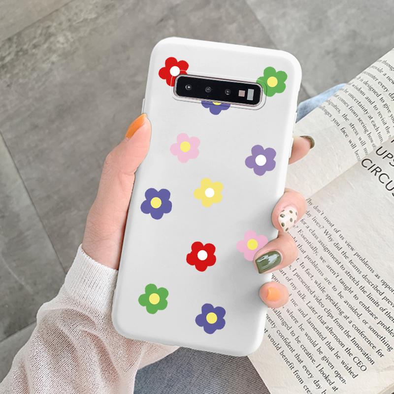 Coque Pour Samsung Galaxy S10 Plus S 10 S10E Housse Fleur Feuille Cœur Silicone Souple Fundas Pour Samsung S10 S10e Coque Mode Coquille