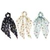 Women Hair Tie Floral Print Long Ribbon Chiffon Fabric Hair Rope Bun Half-Tied Hairstyles Ponytail Holder Hair Accessory
