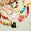 Colorful Beads Chunky Beads Necklace Heart-shaped Collarbone Chain Pendant Necklace  Jewelry Gifts