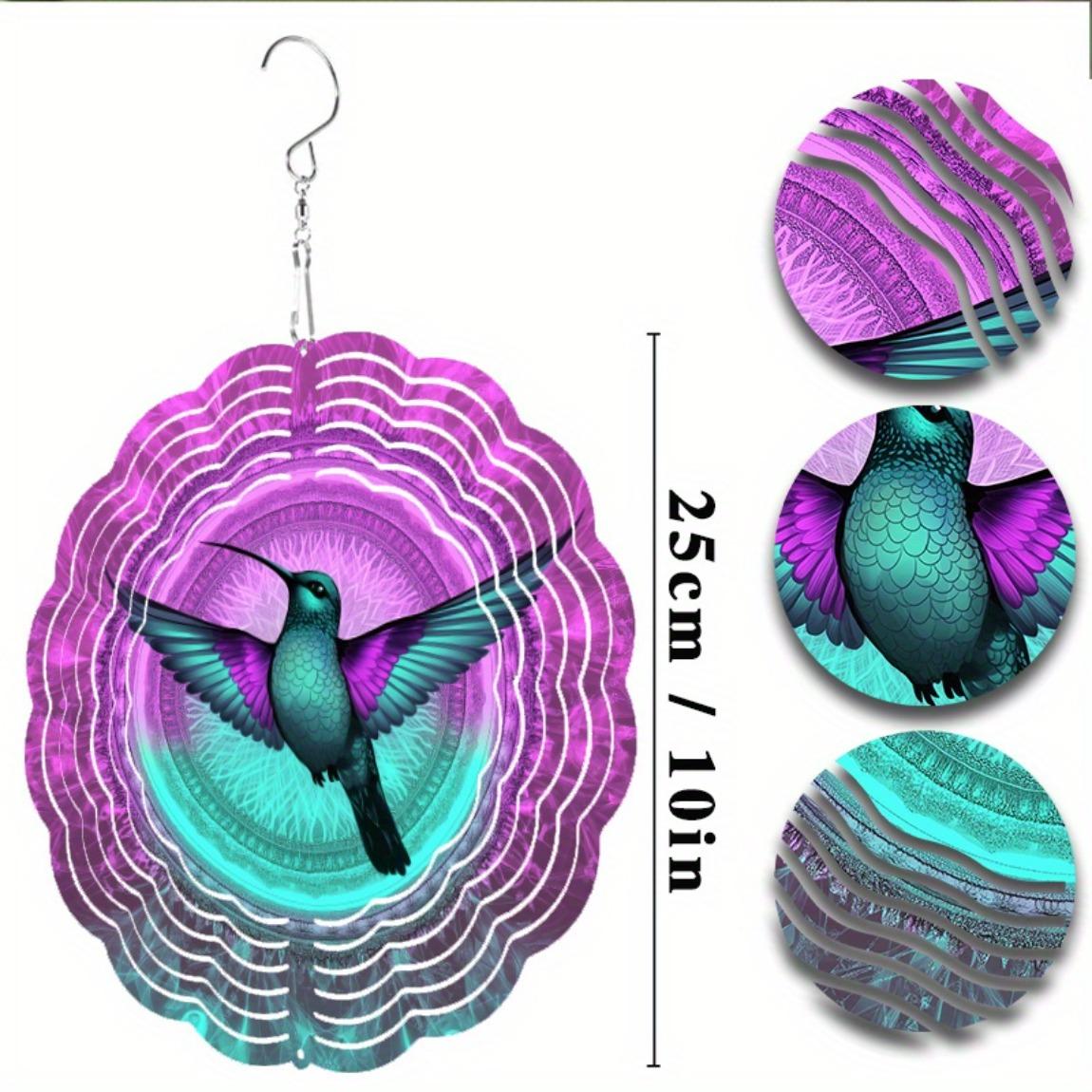 

Металлическая подвеска-вертушка «Колибри» 10 дюймов, колокольчик, красочный дизайн в фиолетово-розово-синих тонах, с крючком для подвешивания на 360 градусов, для декора балкона, сада, улицы, подарок 01A
