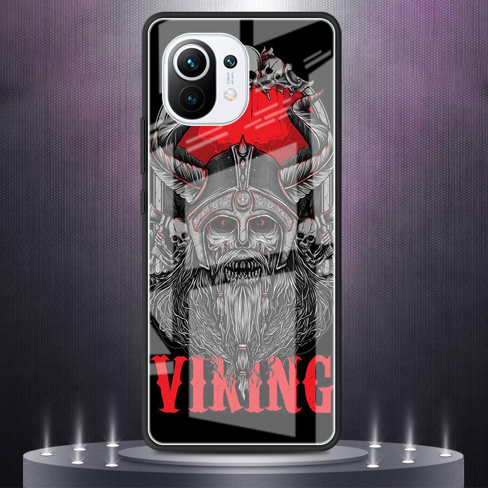 Tempered Glass Case For Xiaomi Mi Poco X3 NFC 11 Ultra Note 10 Lite 10T Pro F3 9T 11i M3 Shell Phone Cover Viking Vegvisir Logo