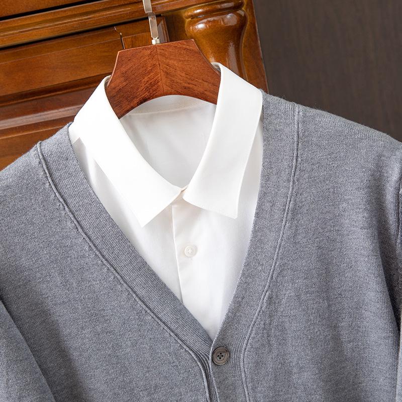 Men's Classic V-Neck Single-Breasted Korean-Style Loose Knit Cardigan Sweater