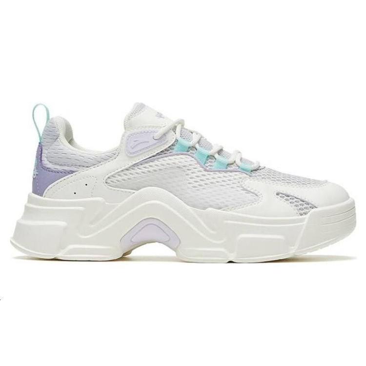 New Anta Life Collection Bunny Wear Resistant Low Top Casual Shoes Women's White Purple Blue 122328889-4