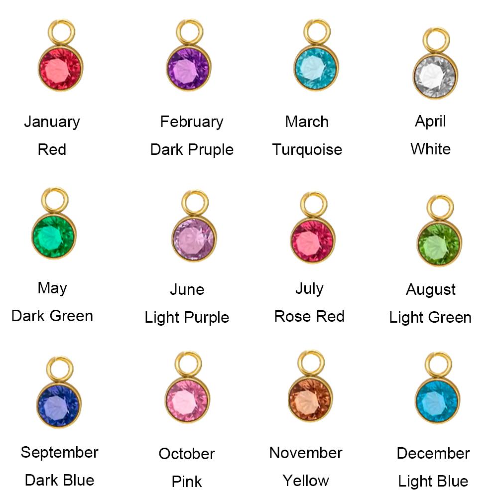 5 pcs/lot 5mm Colorful Crystal Birth Month Stone Charms Stainless Steel Pendant For Necklace Bracelet Making Birthday Jewelry